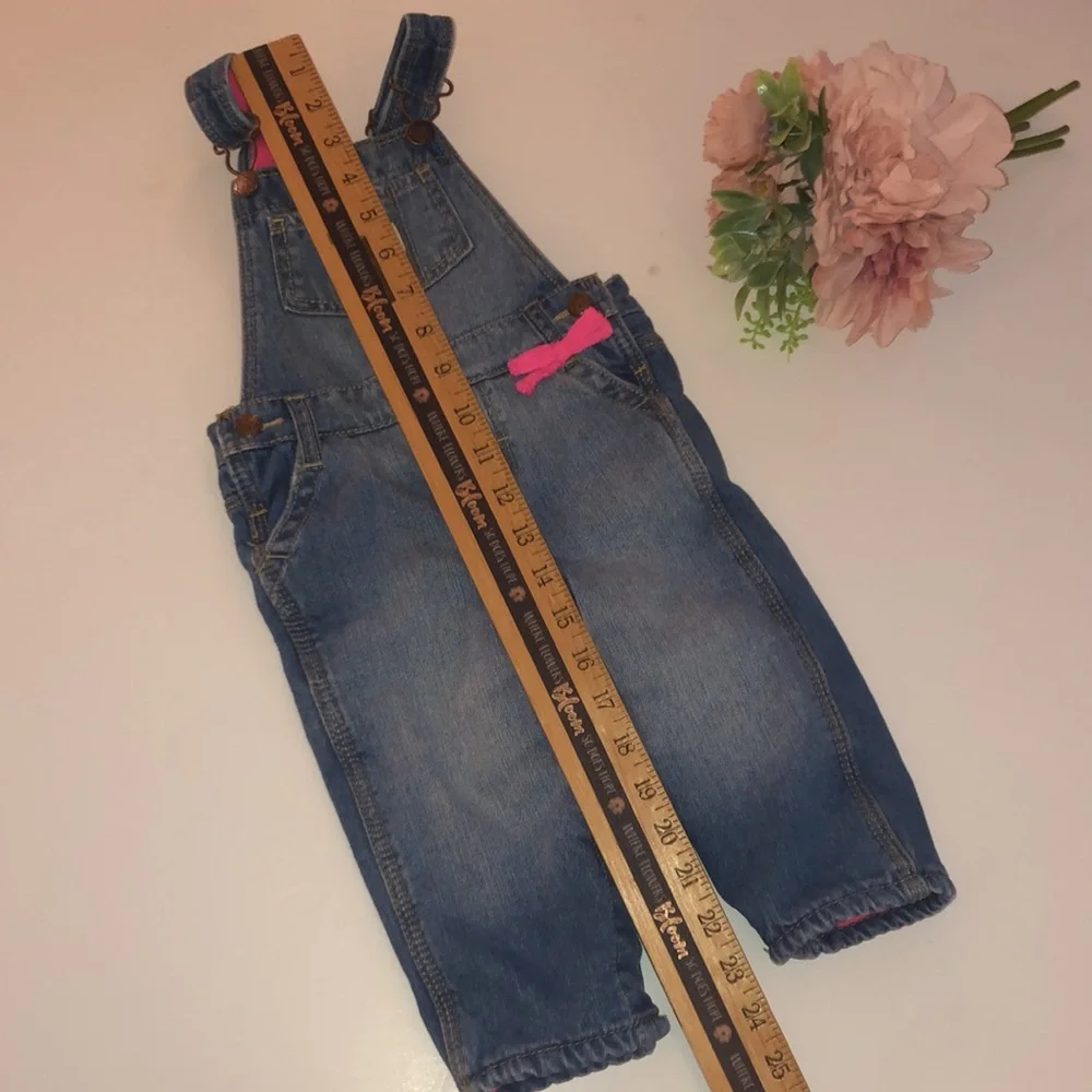 Oshkosh Girls Denim overalls 12 Month Hot Pink Girls denim fleece lined